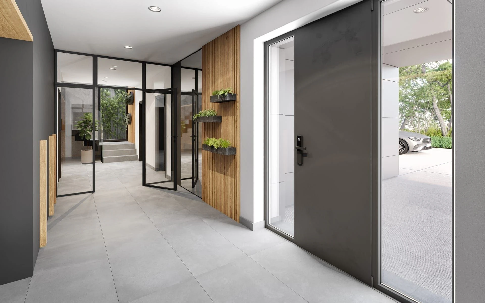 Architectural visualisation of the family home entrance hall